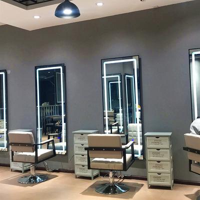 China Barber Shop Mirror Barber Shop Mirror Tide Aluminum Alloy LED Special Single Floor Lighted Mirror With Light for sale