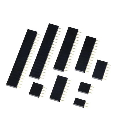 China The Other Row 2.54mm Single Pin Female Pin Header Socket 1*2p 3p 4p 5p 6p 7p 8p 9p 10p 12p 14p 16p 20p 40p Pin Connector for sale