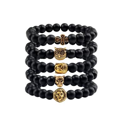 China No Fade Wholesale Costume Jewelry Buddha head black beads bracelets 2021 for sale