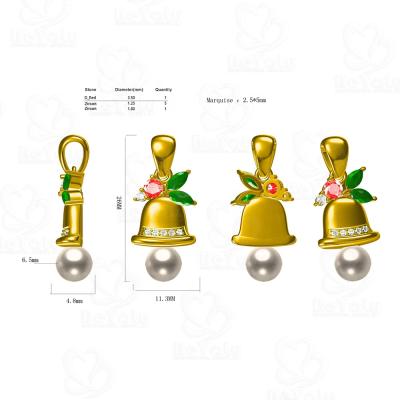 China No Fade Color Stone Bell Bead Pendant Jewelry Custom Design Christmas Gift Three Drop Shipping for sale