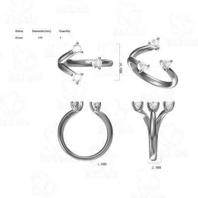 China None Open Fade Adjustable Claw Shape Ring Design, CAD Custom Design Jewelry for sale