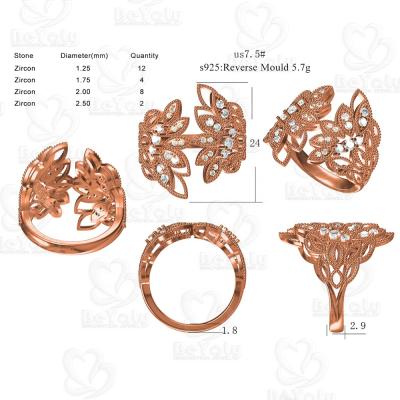 China None Fade Rose Gold Feathered Wings Rings , Custom Designs Silver Wide Rings For Women for sale