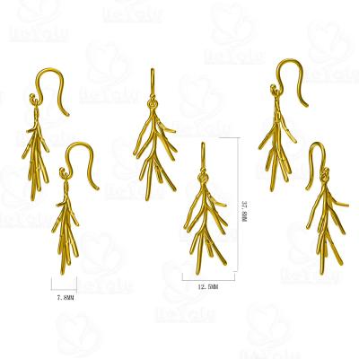 China No Fade Bohemia Imitation Of Manual Tree Branch Drops Ear Hook Earrings for sale