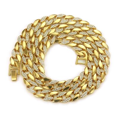 China No Fade Hip Hop Jewelry Cuban Link Chain Necklace Iced Out Cuban Link Necklace for sale