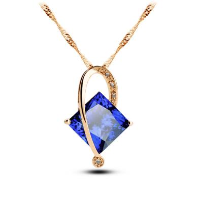 China No Fade Women 18K Gold Plated Snake Chain Rhinestone Cube Necklace Set for sale