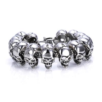 China None Fade Without Skull Stone Bracelet Bead Stainless Steel, Beaded Skull Bracelet for sale