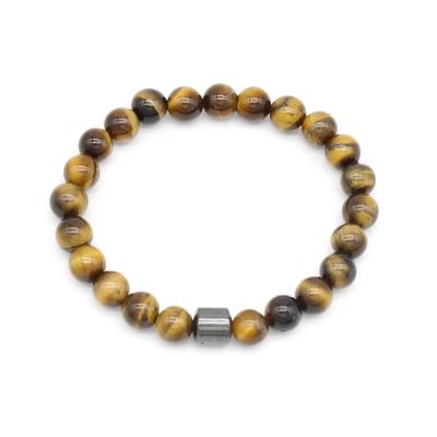 China No Fade Tiger Eye Stone Beads Bangle Healing Balance Magnet Bracelet For Health Care Jewelry for sale