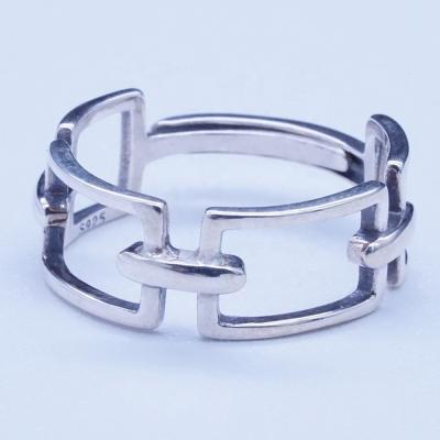 China No Fade Design S925 Ring Mens Jewelry Thai Silver, Square Mosaic CIA Fashionable Adjustable Open Ring for sale