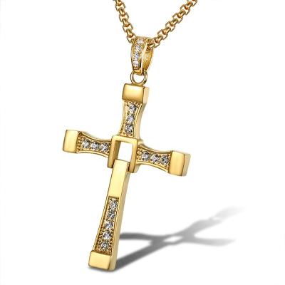 China No Fade Charming Best Stainless Steel Jewelry Dubai 18K Gold Brass Cross Pendant for sale