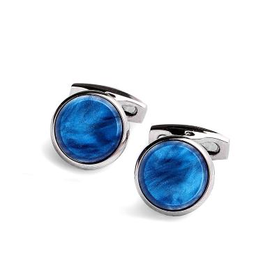 China No Fade European And American Style Copper Round Blue Cufflinks for sale