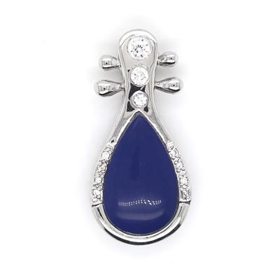 China No Fade Music Jewelry Finding Fashionable Custom Design Blue Shell Chinese Pipa Shape Pendant for sale