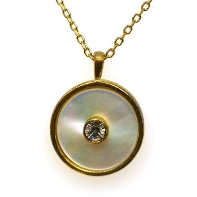 China No Fade Wholesale Gold Plated Round Shapes Jewelry 925 Silver Disc Necklace for sale