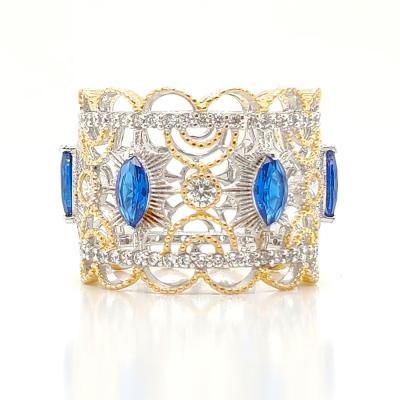 China No Fade Fine Jewelry Cubic Zircon pave full set rhodium and gold plated ring for sale