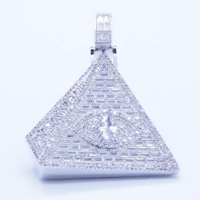 China No Fade Full Pave Zircon Hip Hop Envy Eye Pyramid Pendant For Men And Women for sale