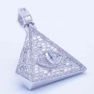 China No Fade Full Pave Zircon Hip Hop Envy Eye Pyramid Pendant For Men And Women for sale