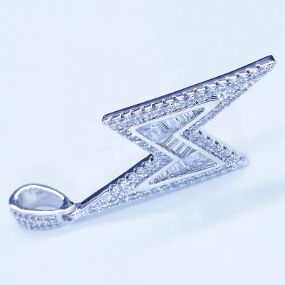 China None Custom Fade Hip Hop Silver Lightning Zircon Jewelry Charm Wholesale for sale