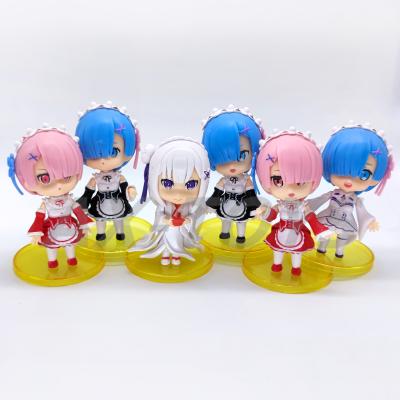 China Cheap Collection Gift Customized 6pcs PVC anime stock number rem Model Toy Hot Sell Wholesale Cartoon Toy for sale