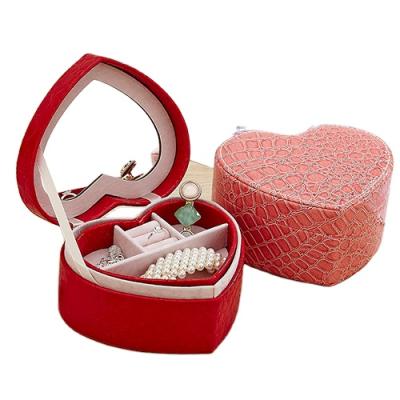 China Wholesale Fancy Elegant High-grade Eco-friendly Heart Shape Earrings Rings Necklace Jewelry Storage Box for sale