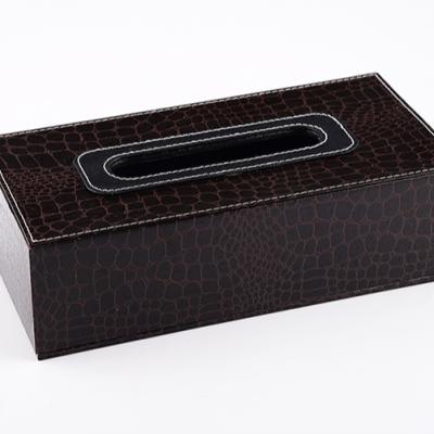 China Wholesale Fashion Customized Rectangular High End Black Travel Tissue Leather Box Tissue For Hotel Car for sale