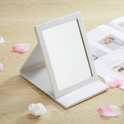 China Square PU Lighted Foldable Leather White Cosmetic Mirror for sale