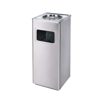 China Without Lid Hotel Elevator Trash Can Stainless Steel Large Size Public Trash Can With Ashtray for sale