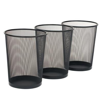 China Nordic Viable Office Dorm Waste Bin Plastic Waste Basket Round Open Recycle Top Mesh Trash Can for sale