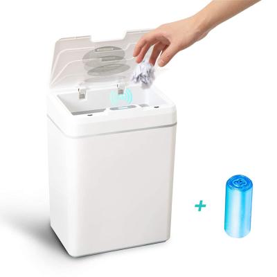 China 15L Touchless White Viable Smart Trash Sensor Automatic Bin Recycling Slim Waste Bins For Kitchen Office Living Room Bathroom for sale