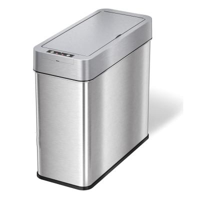 China Stainless Steel Induction Automatic Sensor Type No Touch Odorless Waste Bin For Bathroom Automatic Trash Can With Sensor for sale