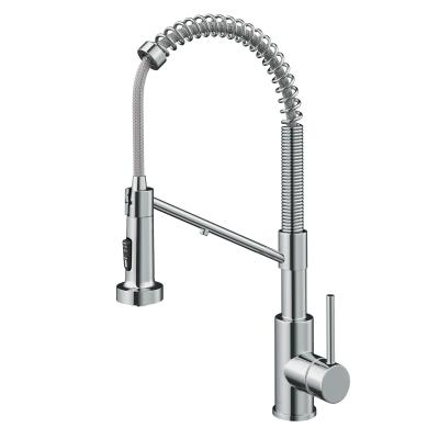 China Modern Pull Down Kitchen Sink Faucet Copper Mixer Tap Pull Out Silver Lead Free Kitchen Faucet for sale