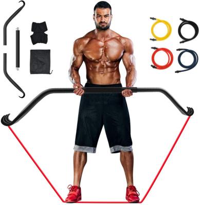 China Durable Weightlifting Loading Squats Workout Equipment Portable Home Gym Resistance Bands And Bar System for sale