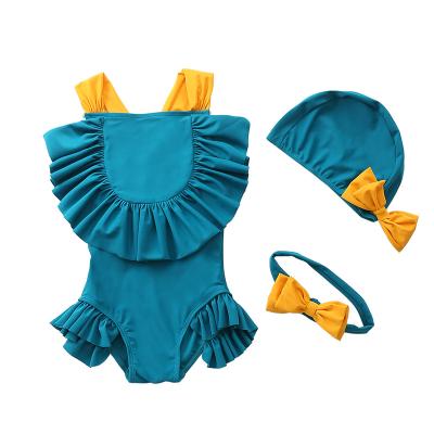 China 2021 2021 Ruffle Swimming Suit Bowknot Swimwear Children Girls Swimsuit Anti-UV Swimwear for sale