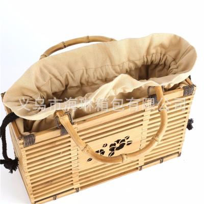 China Designer Women Beach Bags Clutch Purses Summer Fashion Women's Purses Hollow Out Casual Handmade Purses Tote Bag Bamboo Handbags for sale