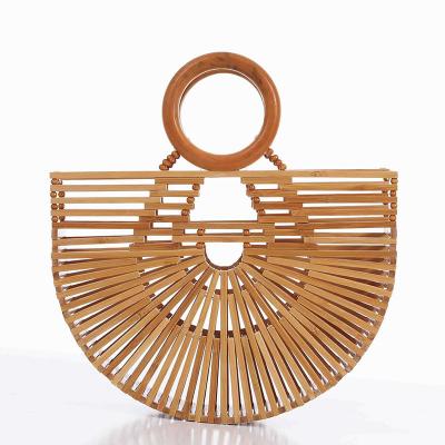 China Designer Women Beach Bags Clutch Purses Summer Fashion Women's Purses Hollow Out Casual Handmade Purses Tote Bag Bamboo Handbags for sale