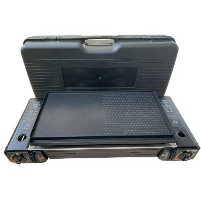 China Portable Easily Cleaned Double Burner Gas Stove BBQ Grill, Two Burner BBQ Dish For Camping for sale