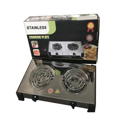 China Household Stainless Steel Body Hot Plate, Electric Stove, 110v Two Burner Coil Hot Plate for sale