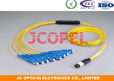 China 12 Core Fan Out Cable Optical Fiber Patch Cord MPO Male to SC / UPC Low Insertion Loss for sale