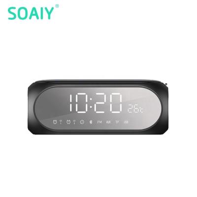 China Portable Blue Alto-Falantes Wireless Clock SOAIY Mirror LED Display Tooth Sound Box Speaker Radio for sale