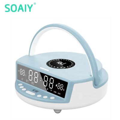 China SOAIY S39 Display Information Full Range Clock Display Home Visual Wireless Charging Desk Led Wholesale Custom Wireless BT USB Speaker With Night Light for sale