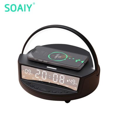 China New Display Information SOAIY S39 Rechargeable Touch Lamp Visual Wireless Charging Clock Portable Speaker With Light for sale