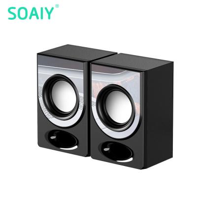 China SOAIY SA-C10 Wireless Desktop Wired USB 2.0 Subwoofer Active Twin Bass Small Stereo Aux Speaker. 2 way mini slot for pc computer for sale