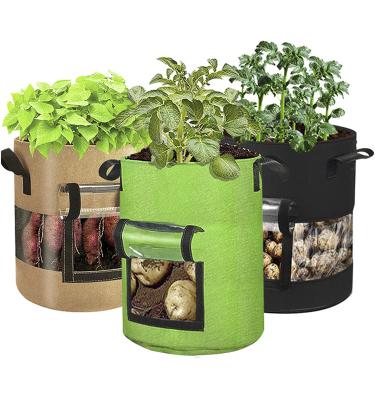 China 7 10 11 Gallon Indoor Outdoor Customize High Quality Recycled Fabric Potato Plant Grow Bags With Obvious Box for sale