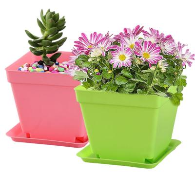 China Factory Wholesale Durable Indoor Multi Color Plastic Flower Pots With Tray For Plants for sale