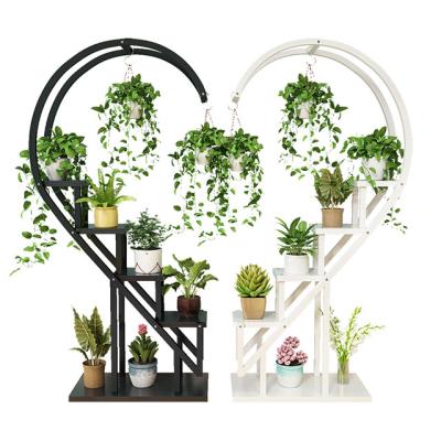 China [Heart-shape 1pcs=Half] Modern Indoor Heart-Shaped Cast Iron Flower Pot Shelf Rack Wrought for sale