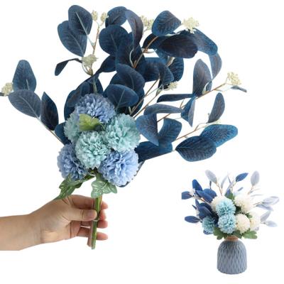 China Wholesale Minimalist Blue Indoor Artificial Flower Plant Decoration With Vase for sale