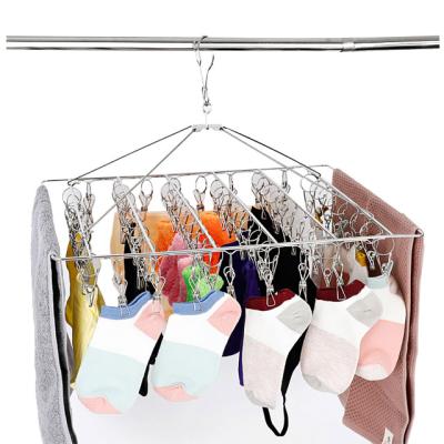 China Household Durable Windproof Folding Durable Stainless Steel Cloth Laundry Hangers for sale