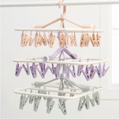 China Durable Household Foldable Multi Clip Hanger Balcony Hangers Clothes Laundry Hangers for sale