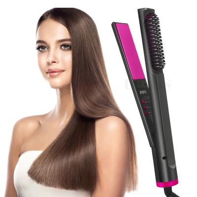 China 2022 Household New Arrival 2 In 1 Ceramic Flat Comb Iron Hair Straightener Straightening And Curling Comb for sale