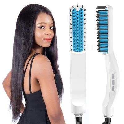 China Household New Arrival Beard Comb Brush Ceramic Ionic Straight Flat Iron Electric Hair Straightener Styling Comb for sale