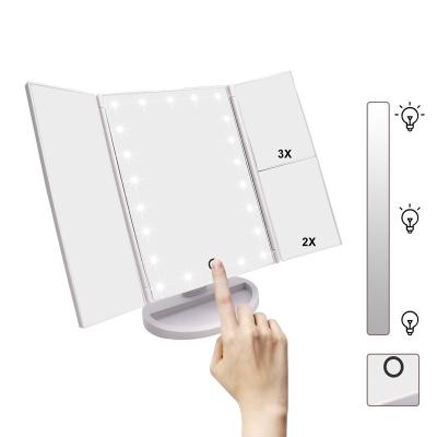 China Lighted LED Makeup Mirror With Light Touch LED Vanity Portable Folding Cosmetic Mirror for sale