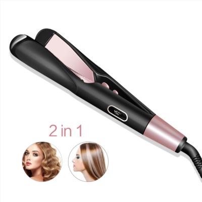 China Helical Heat Settings Temperatures Quick Adjustable Styling With Tourmaline Anion LCD Display Ceramic Hair Straightener Curler 2 In 1 Straight Curler for sale